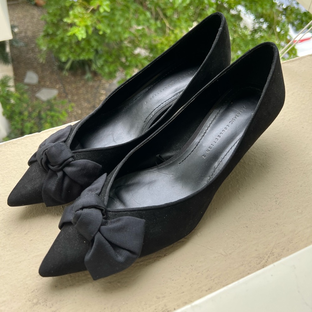 Zara low black heels